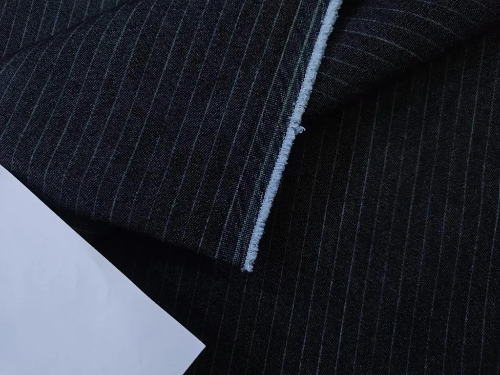 100% Cotton Denim  STRIPE Fabric 58" wide available in two shades dark denim/light denim(13064/65/15356)