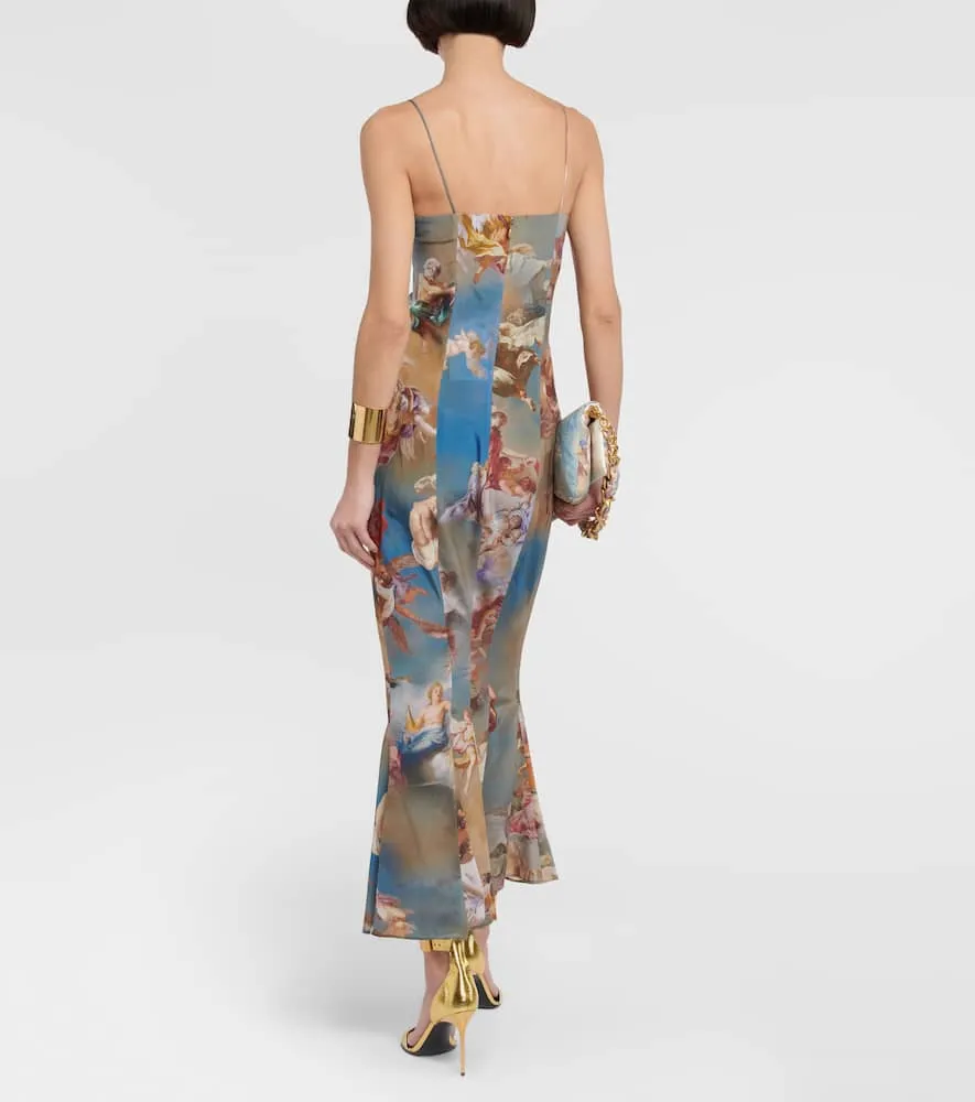 Balmain Printed silk maxi dress