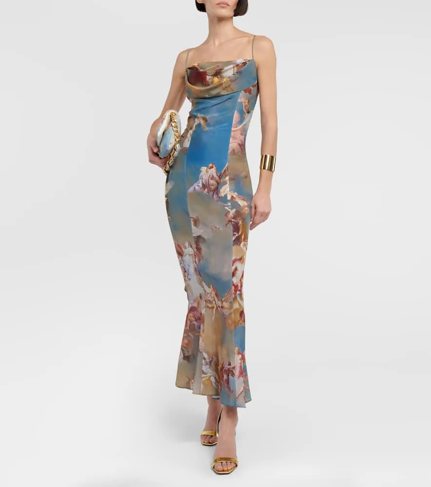 Balmain Printed silk maxi dress