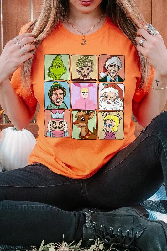 Classic Christmas Movie Characters Holiday Unisex Short Sleeve Graphic Tee T-Shirt