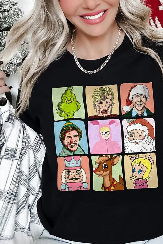 Classic Christmas Movie Characters Holiday Unisex Short Sleeve Graphic Tee T-Shirt