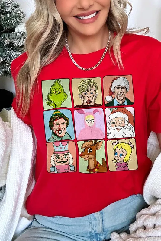 Classic Christmas Movie Characters Holiday Unisex Short Sleeve Graphic Tee T-Shirt
