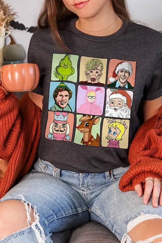 Classic Christmas Movie Characters Holiday Unisex Short Sleeve Graphic Tee T-Shirt