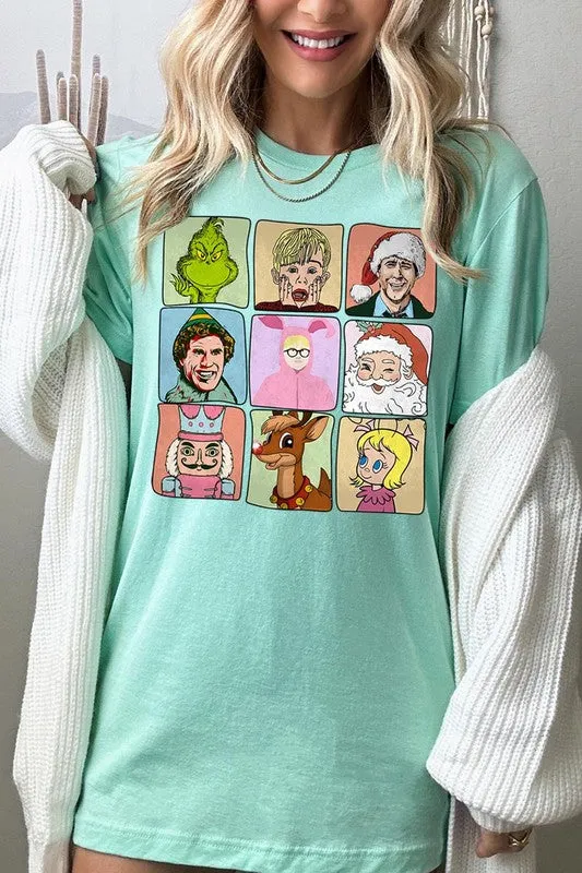 Classic Christmas Movie Characters Holiday Unisex Short Sleeve Graphic Tee T-Shirt
