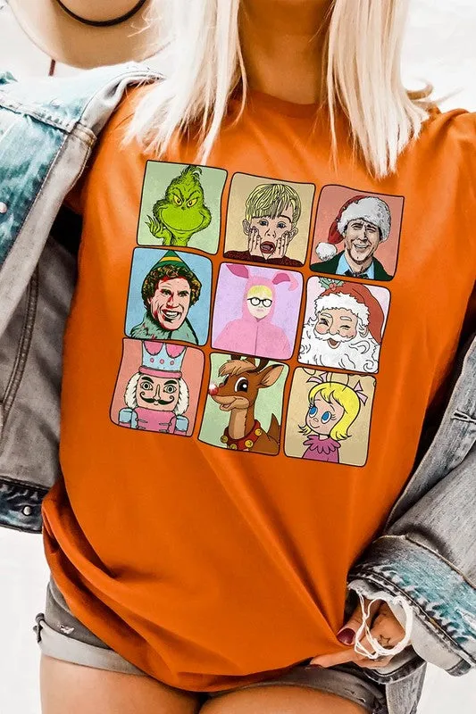 Classic Christmas Movie Characters Holiday Unisex Short Sleeve Graphic Tee T-Shirt