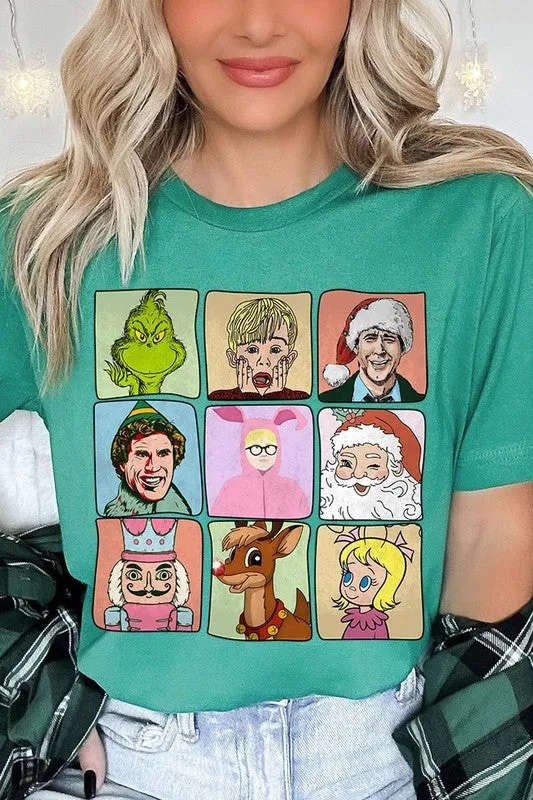 Classic Christmas Movie Characters Holiday Unisex Short Sleeve Graphic Tee T-Shirt