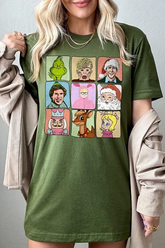 Classic Christmas Movie Characters Holiday Unisex Short Sleeve Graphic Tee T-Shirt