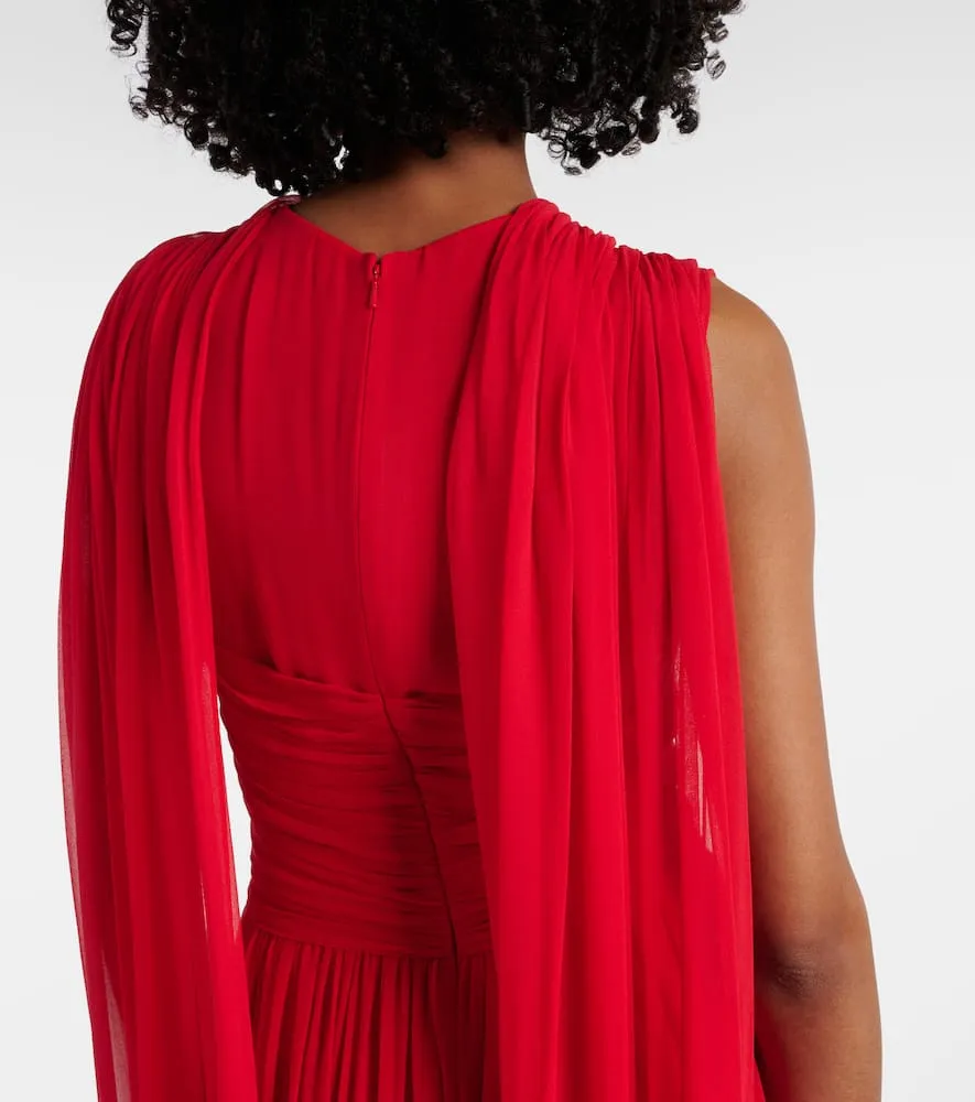Costarellos Seva gathered silk georgette gown
