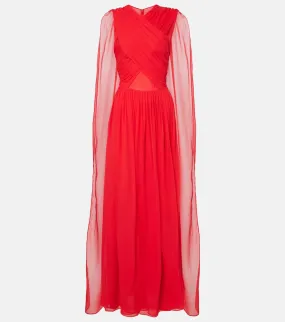 Costarellos Seva gathered silk georgette gown