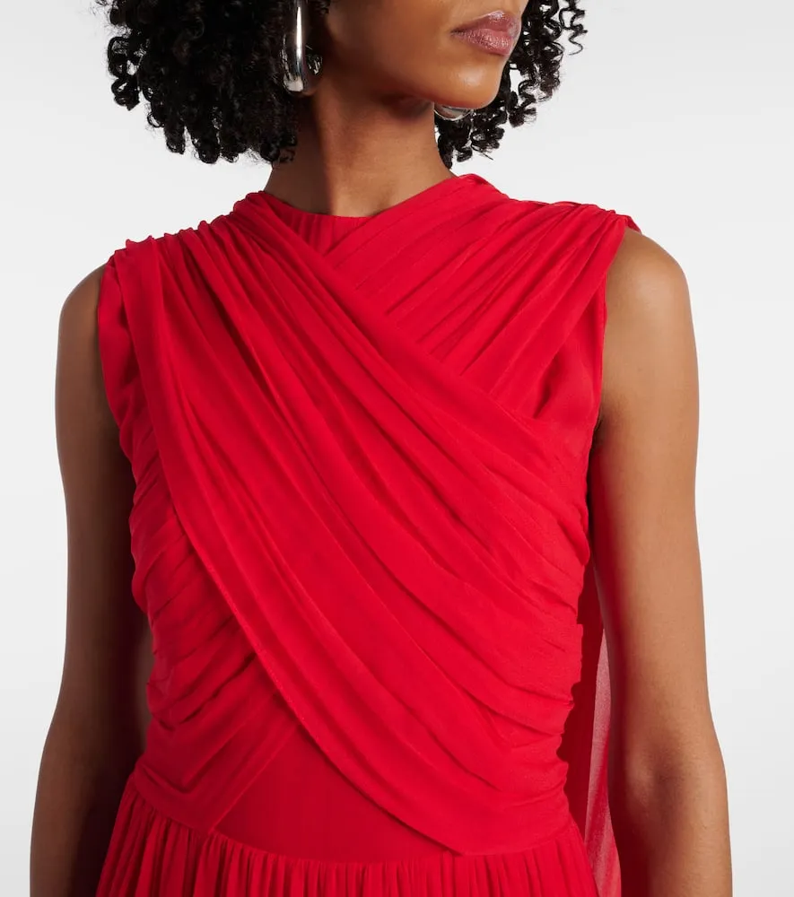 Costarellos Seva gathered silk georgette gown