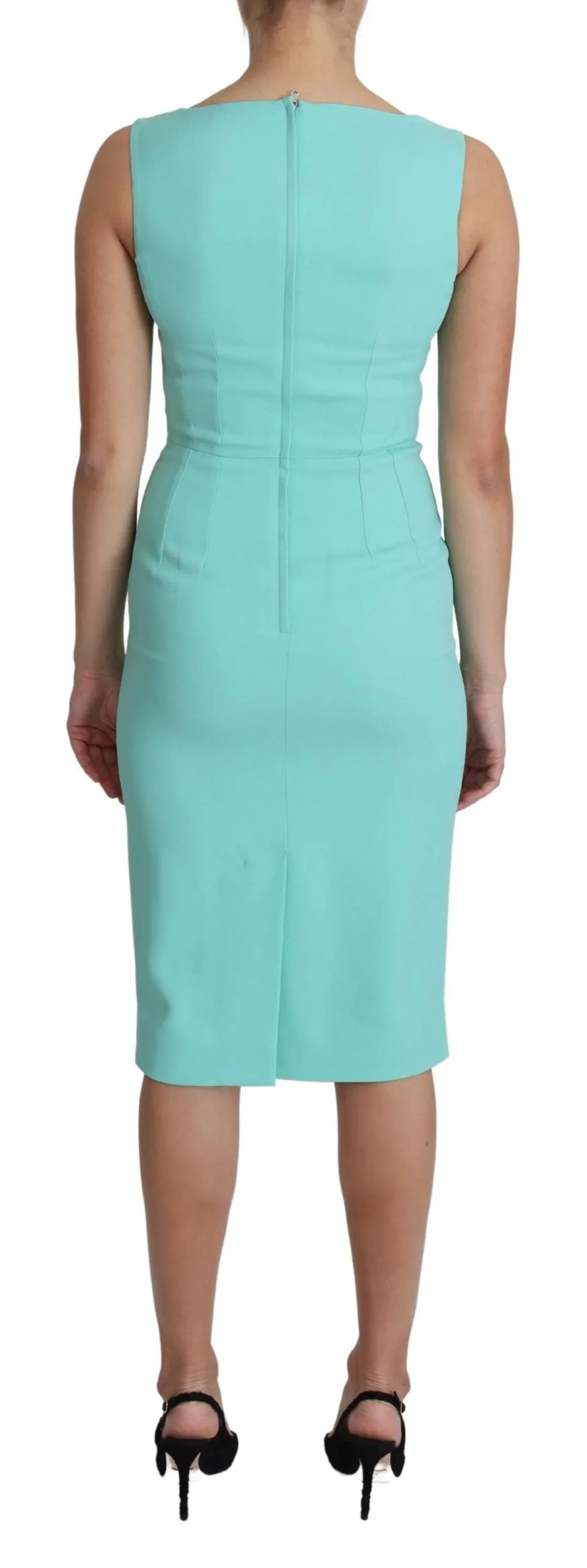 Dolce & Gabbana Light Blue Viscose Stretch Shift Midi Dress