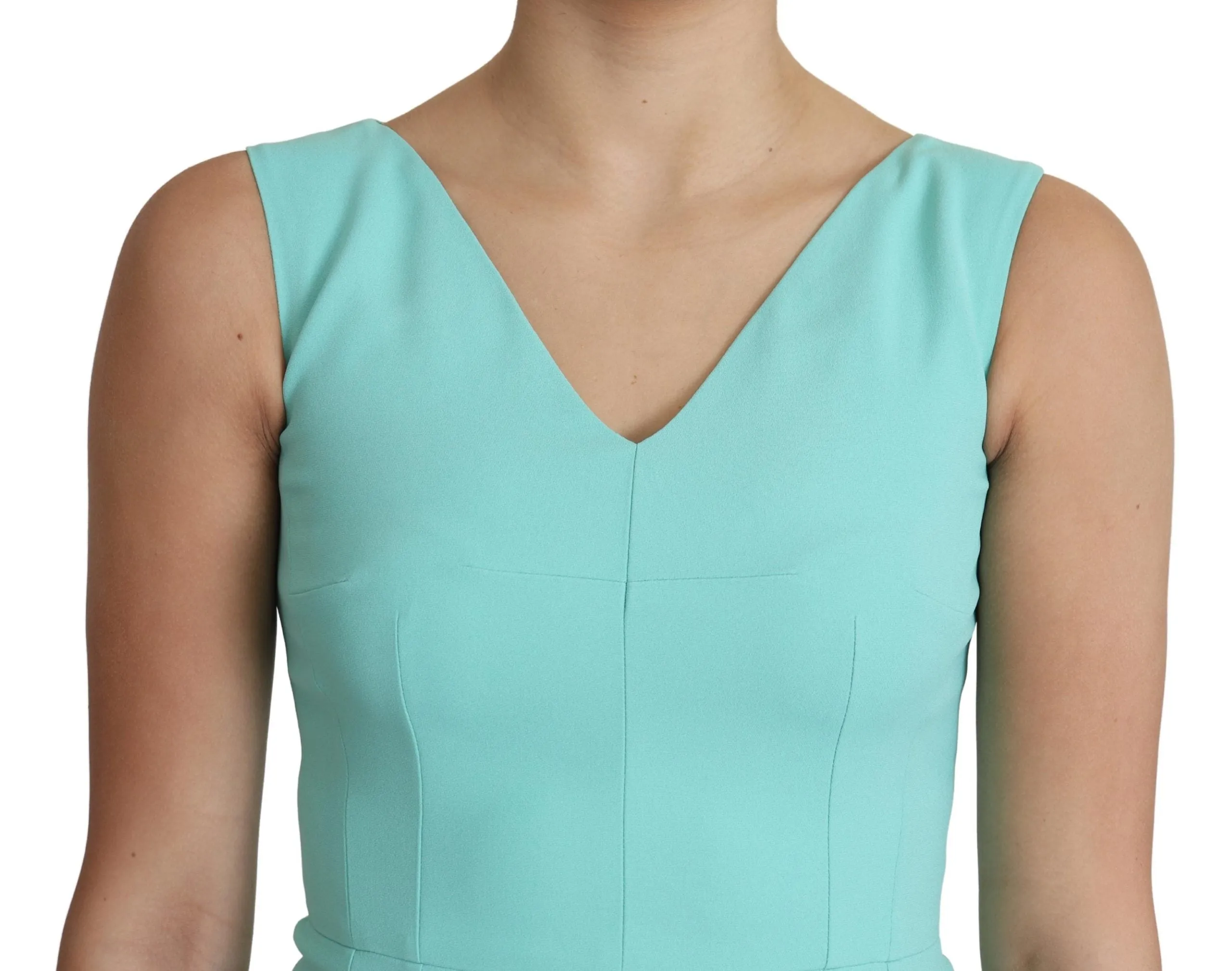 Dolce & Gabbana Light Blue Viscose Stretch Shift Midi Dress