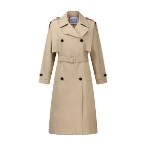 Double-breasted casual lace-up over the knee long trench coat