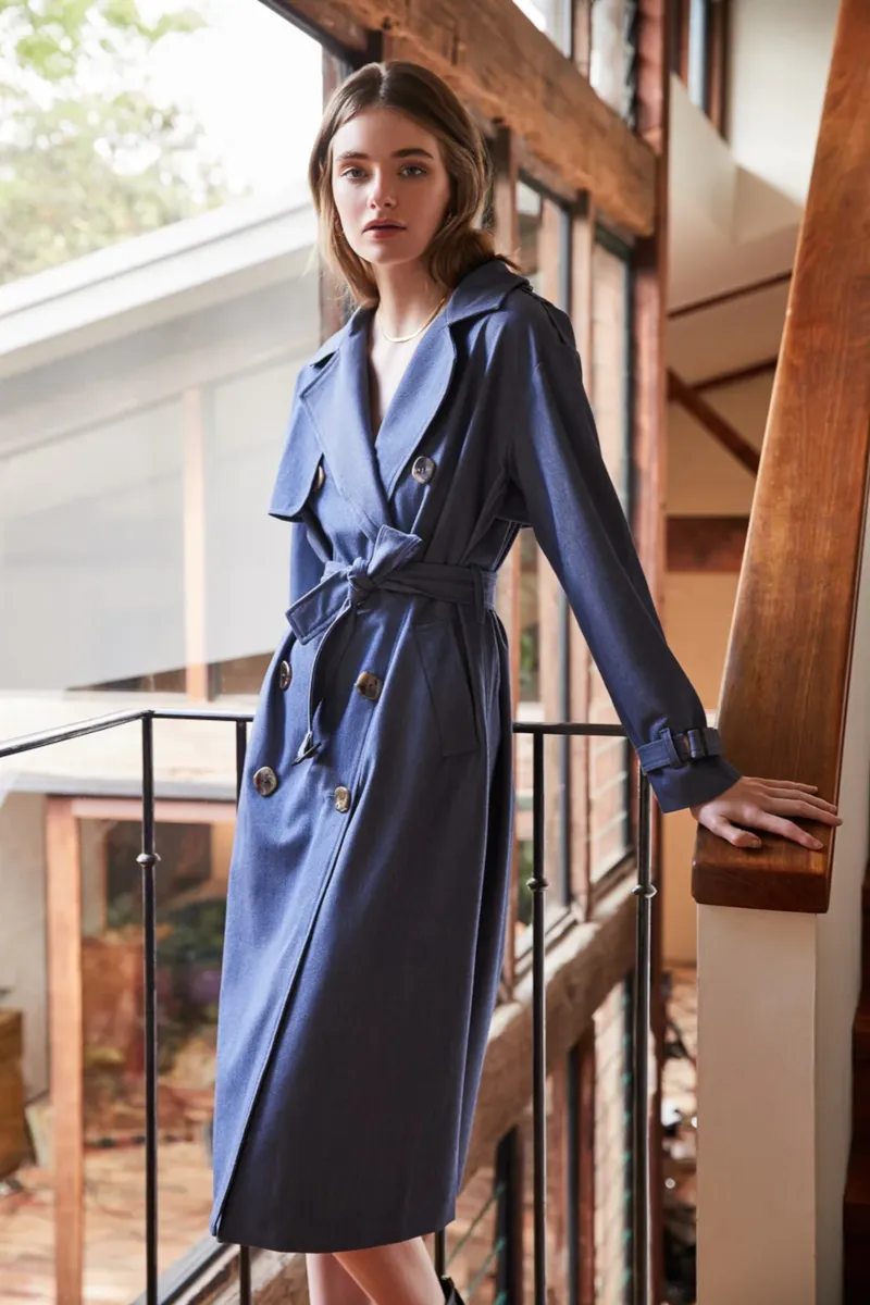 Esmaee - Parker Trench Coat Demin Blue
