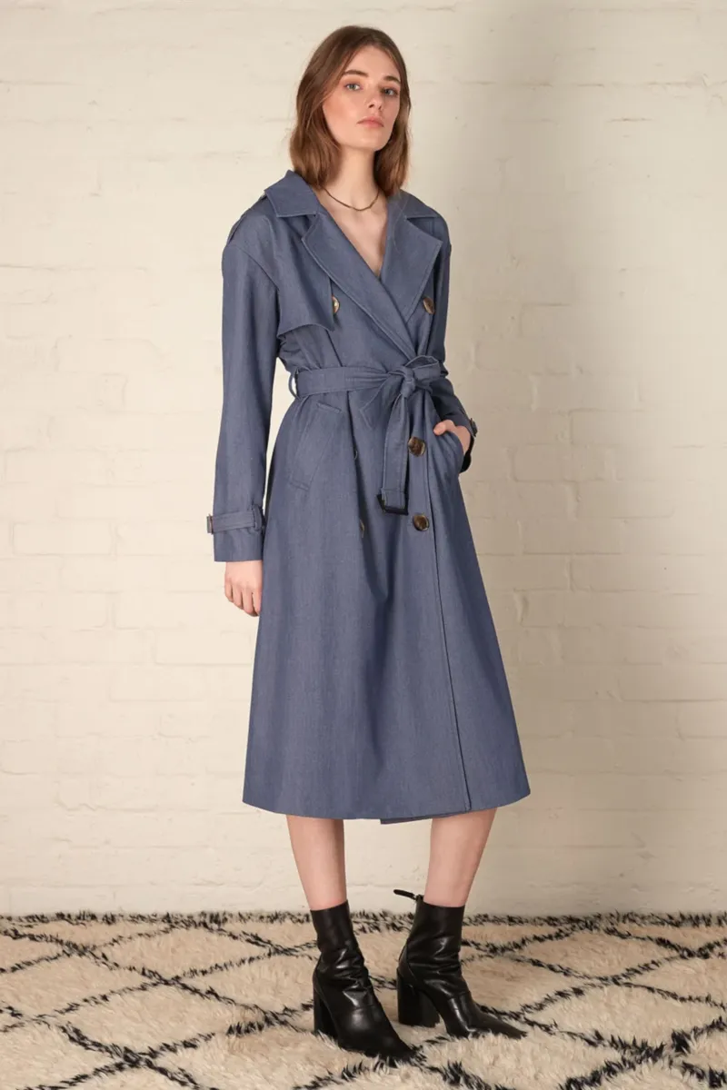 Esmaee - Parker Trench Coat Demin Blue