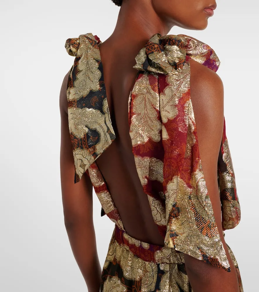 Farm Rio Lam√É¬© jacquard maxi dress