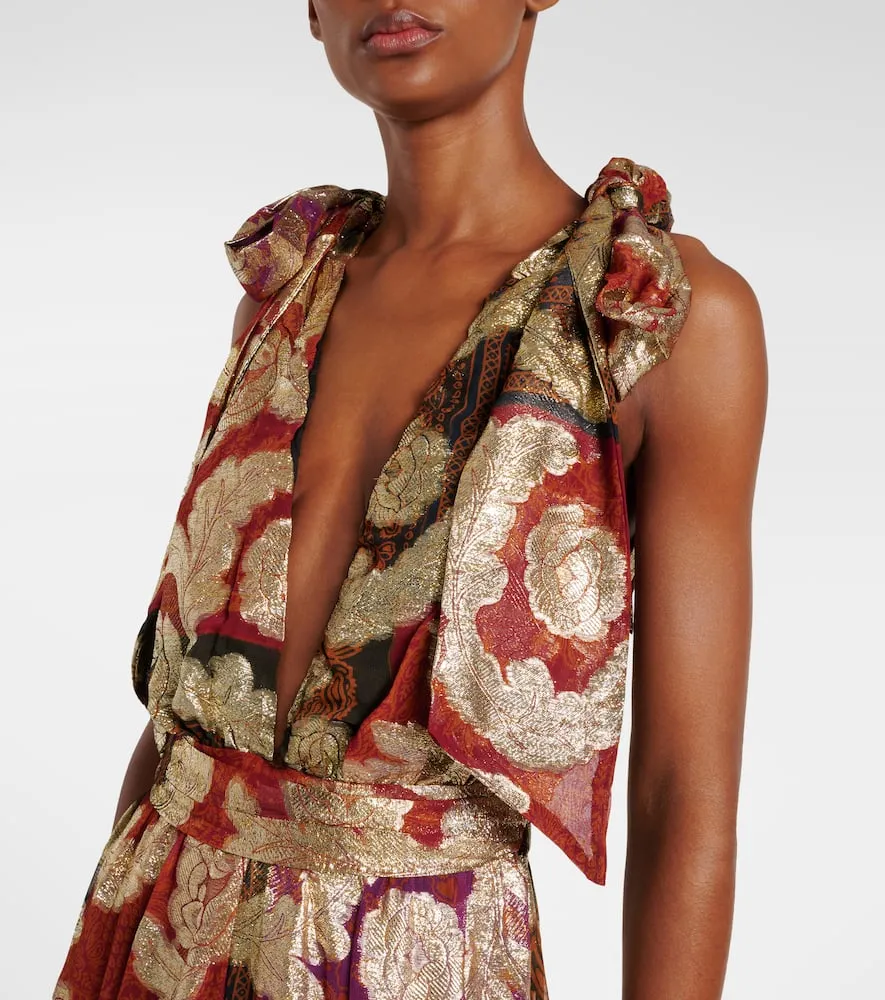 Farm Rio Lam√É¬© jacquard maxi dress