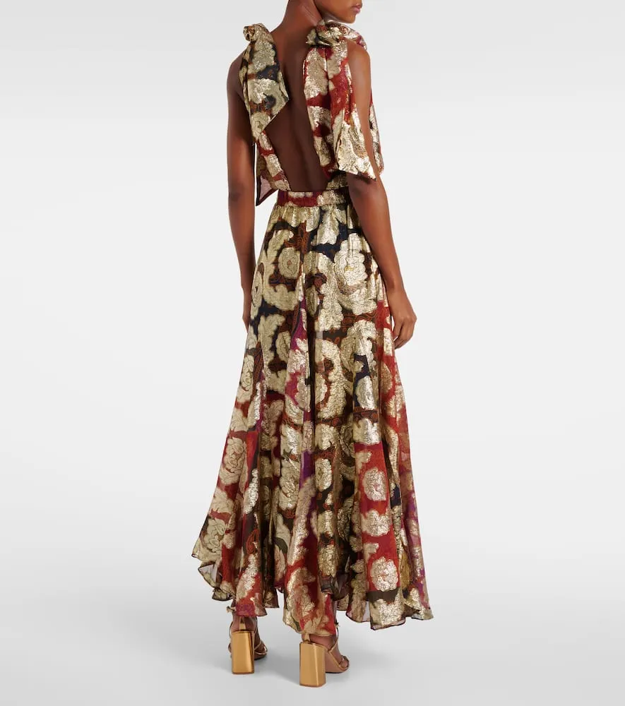 Farm Rio Lam√É¬© jacquard maxi dress