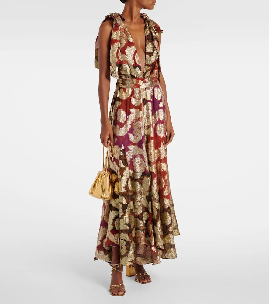 Farm Rio Lam√É¬© jacquard maxi dress