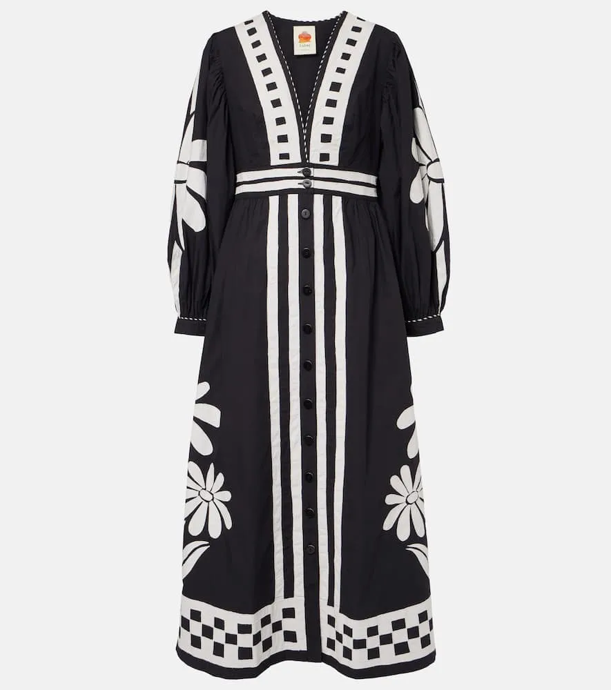 Farm Rio Nature Black printed cotton maxi dress