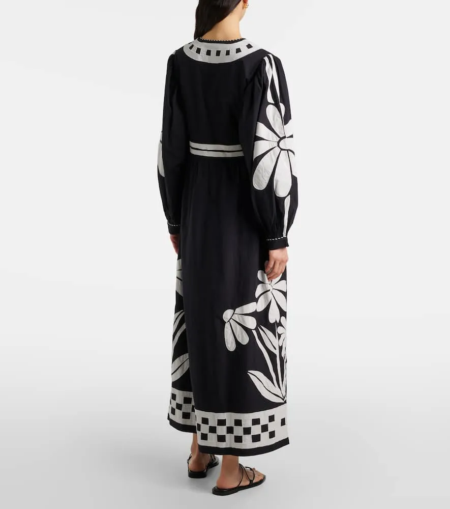 Farm Rio Nature Black printed cotton maxi dress