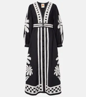 Farm Rio Nature Black printed cotton maxi dress
