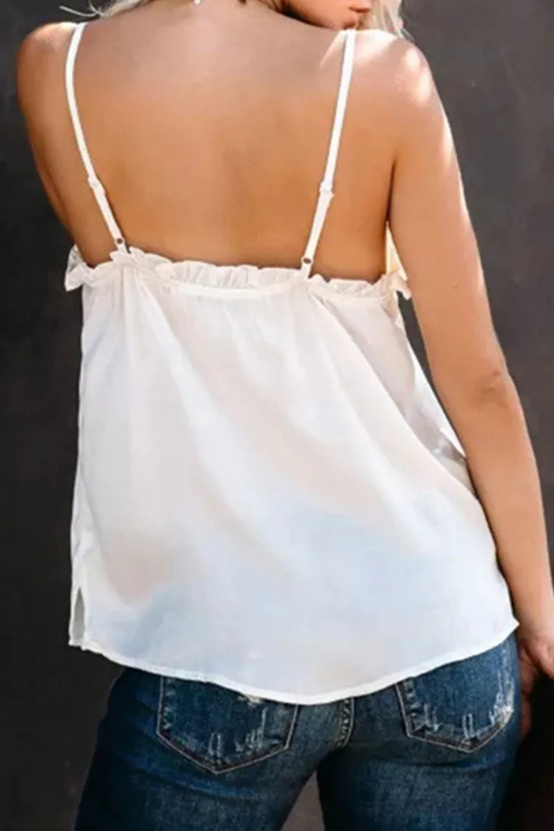 Fashion Casual Solid Patchwork V Neck Tops