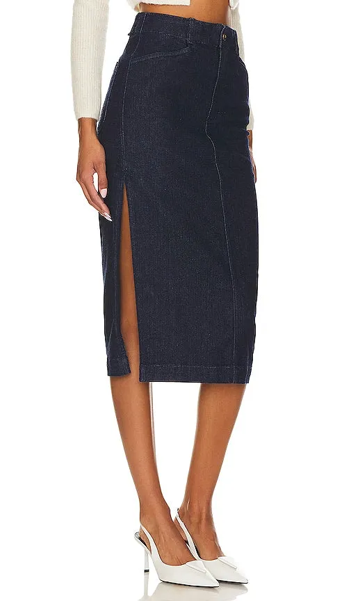 Favorite Daughter Mischa Skirt in Denim-Dark
