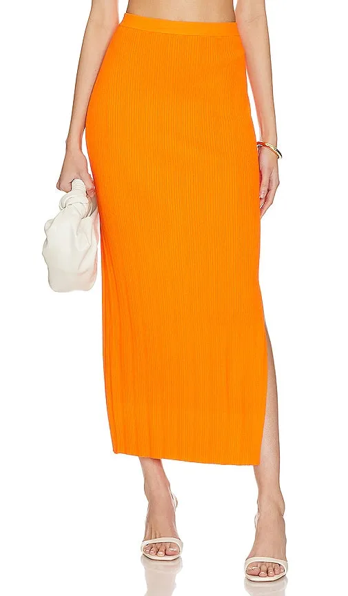 FRAME Mixed Rib Cutout Skirt in Orange