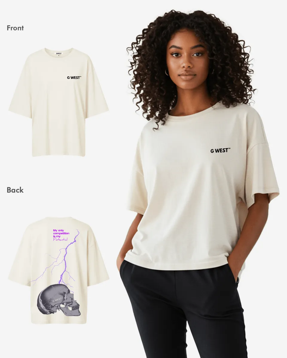 G West Oversized Lighting Skull Tee - Women
