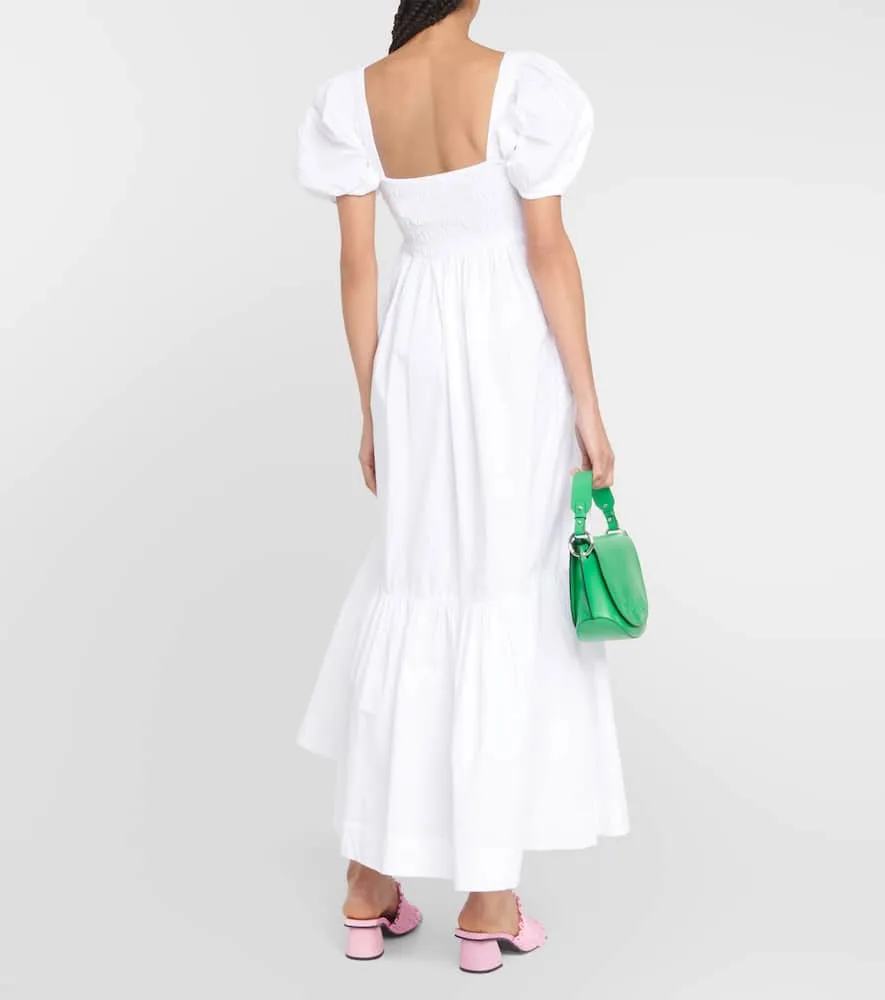 Ganni Smocked cotton poplin maxi dress