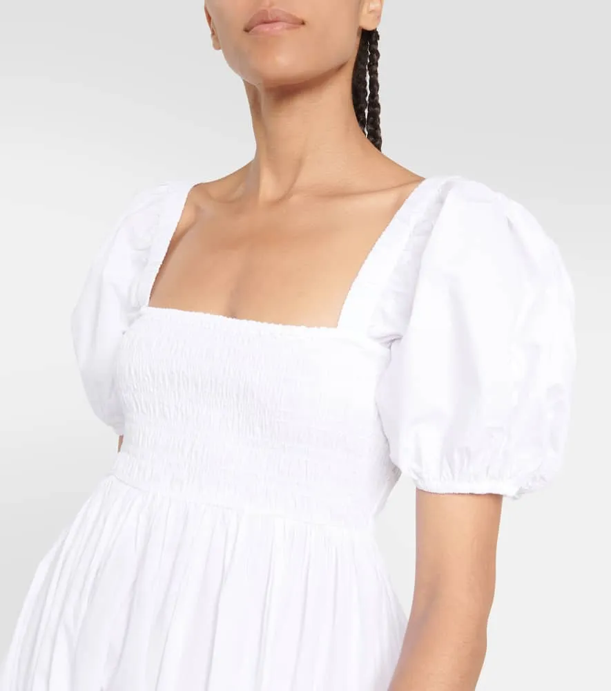 Ganni Smocked cotton poplin maxi dress