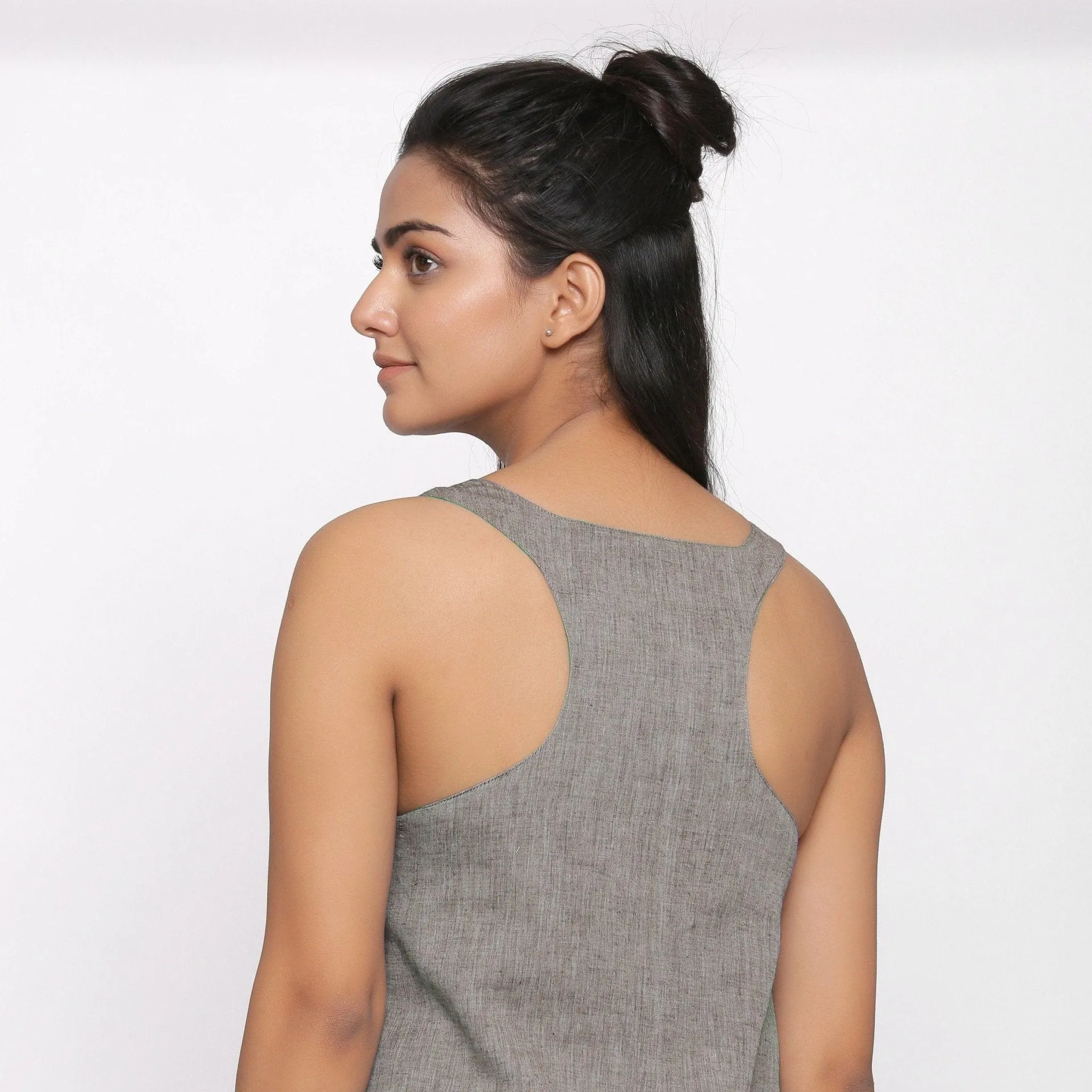 Handspun Cotton Grey Racer Back Shift Dress