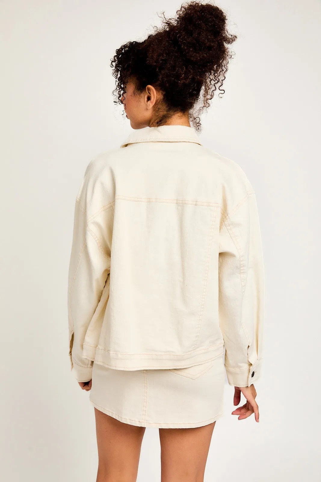 Ivory Stitch Denim Jacket