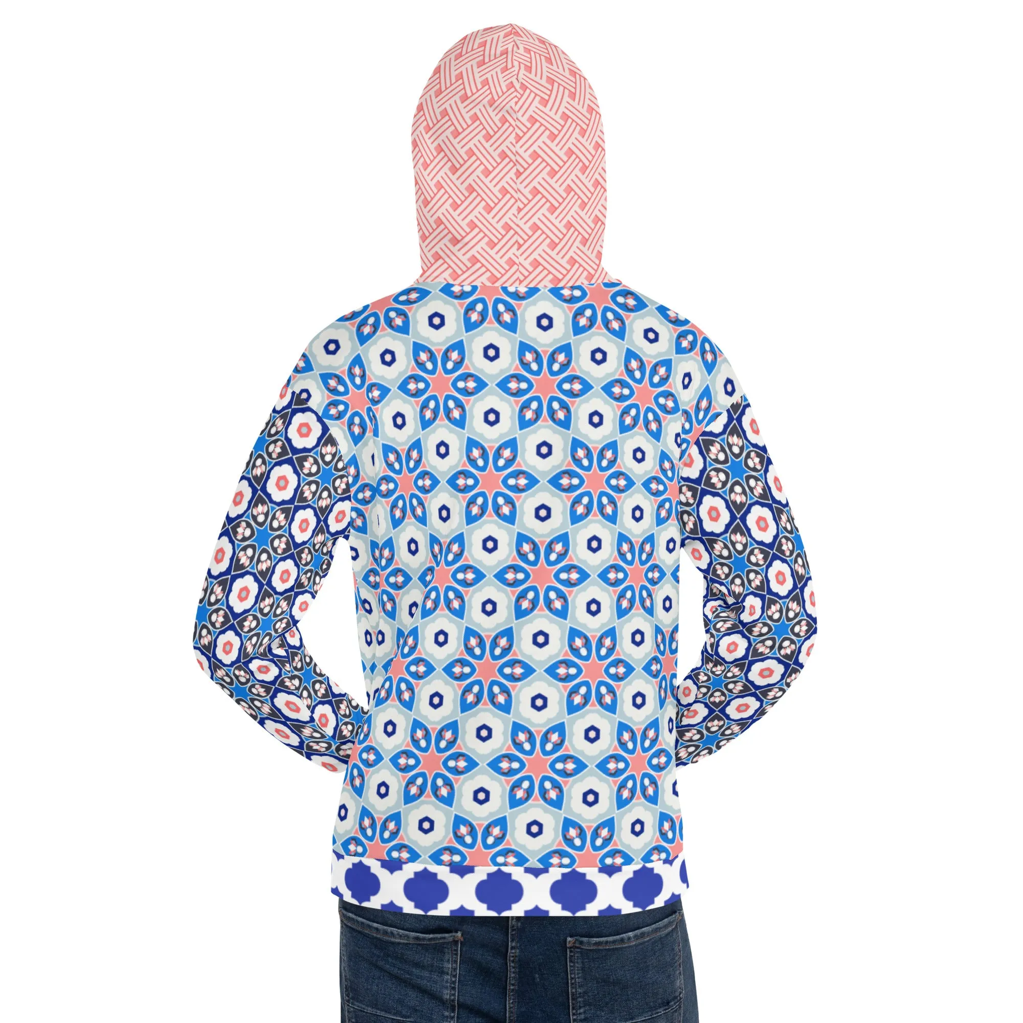 Jingle Pug Nordic Blue Snowflake Unisex Hoody