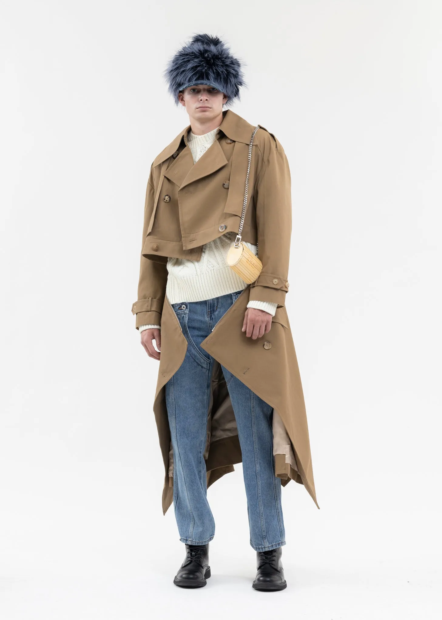 KHAKI DETACHABLE TRENCH COAT