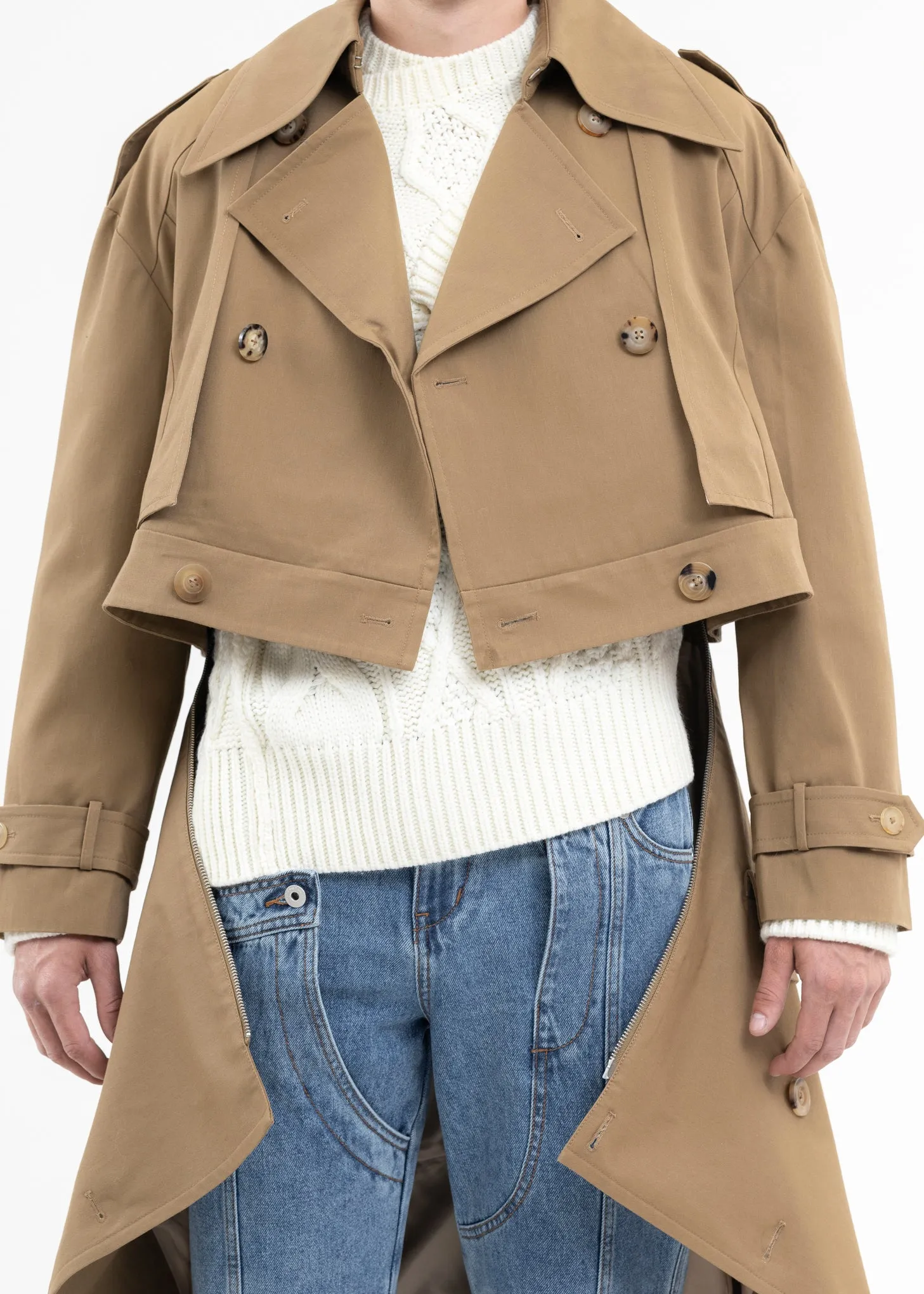 KHAKI DETACHABLE TRENCH COAT