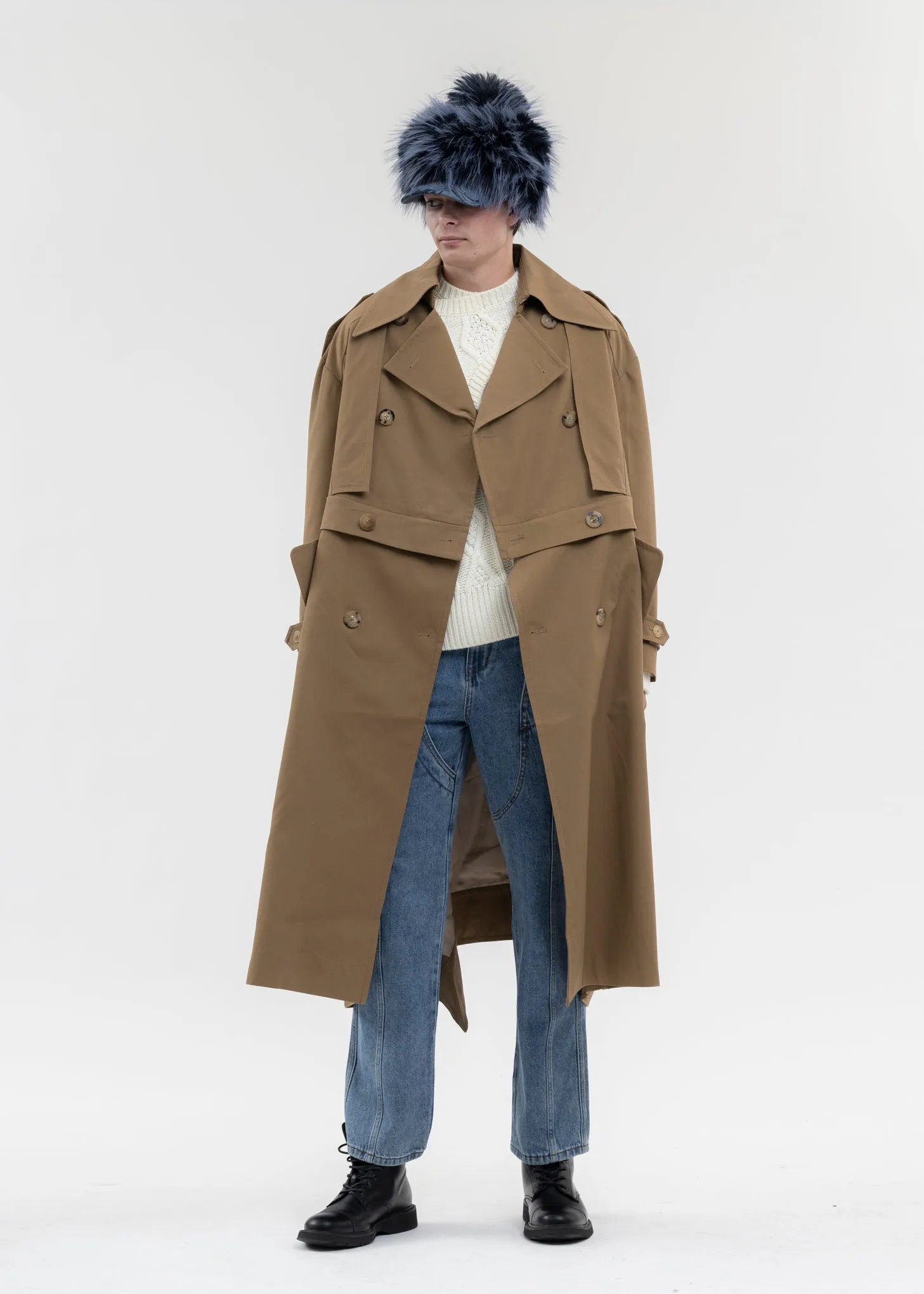 KHAKI DETACHABLE TRENCH COAT