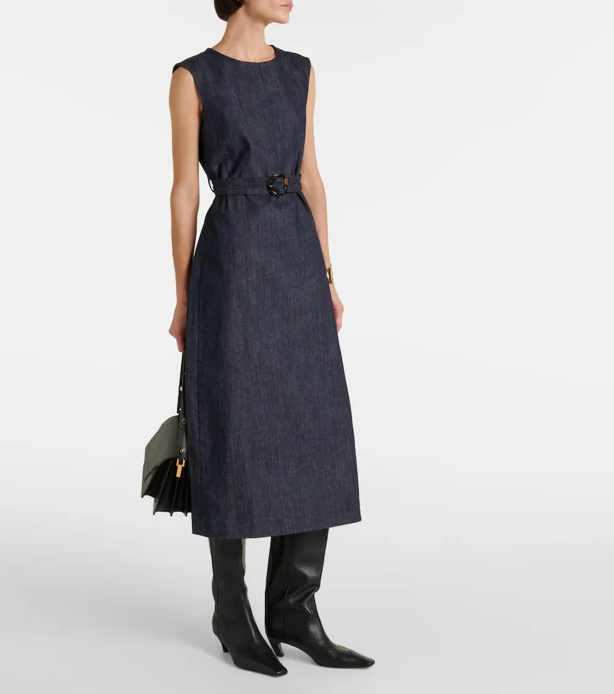 'S Max Mara Cotton-blend denim shift dress