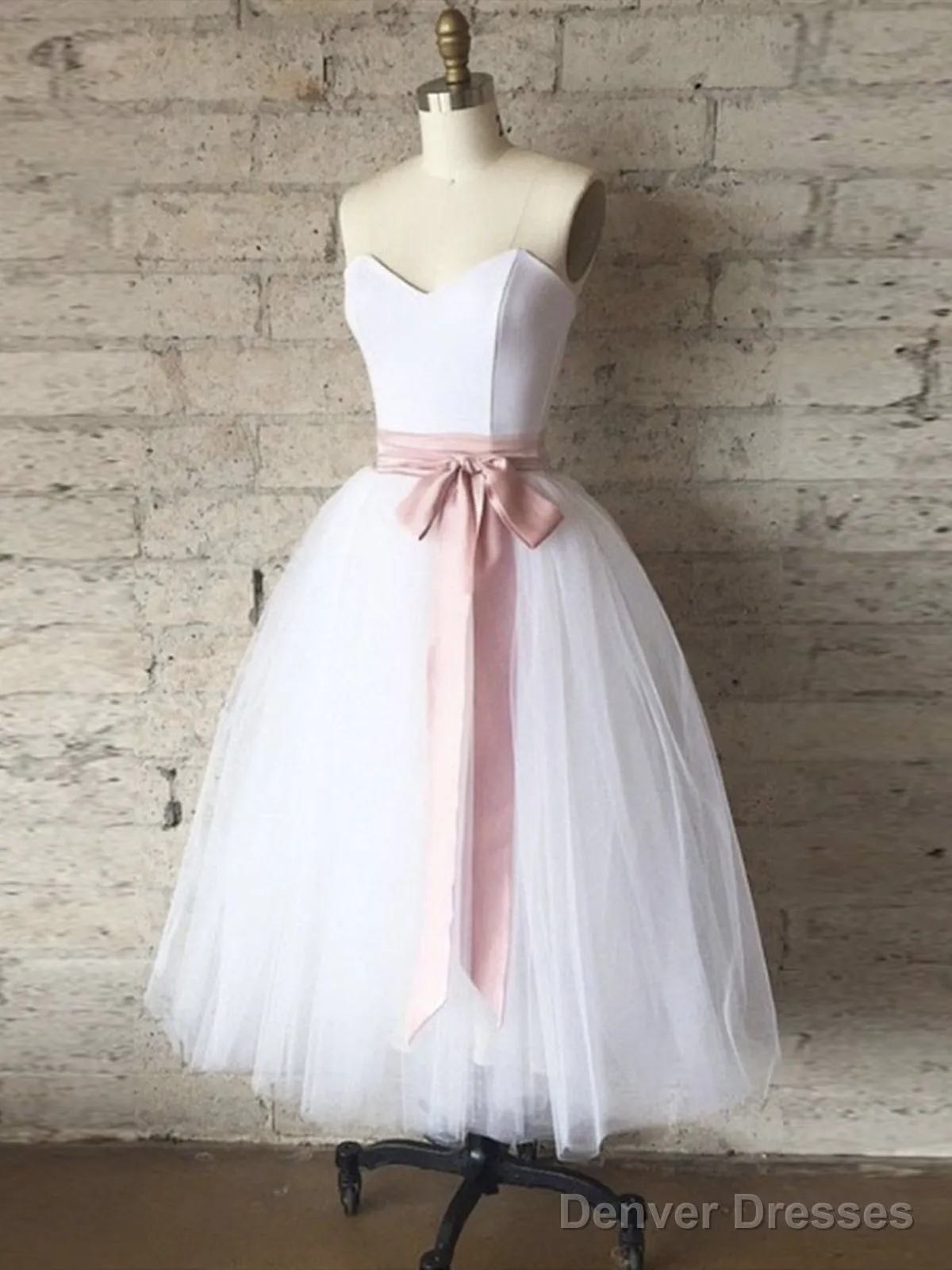 Strapless Sweetheart Neck Short White Prom Dresses, Short White Formal Graduation Dresses