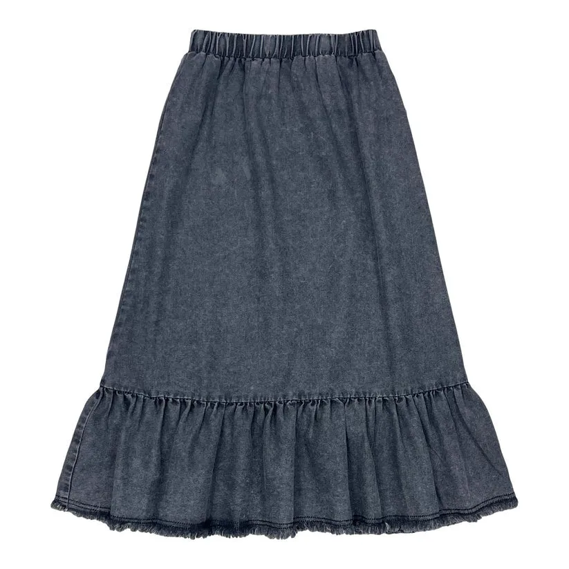Structure Denim Maxi Ruffle Skirt