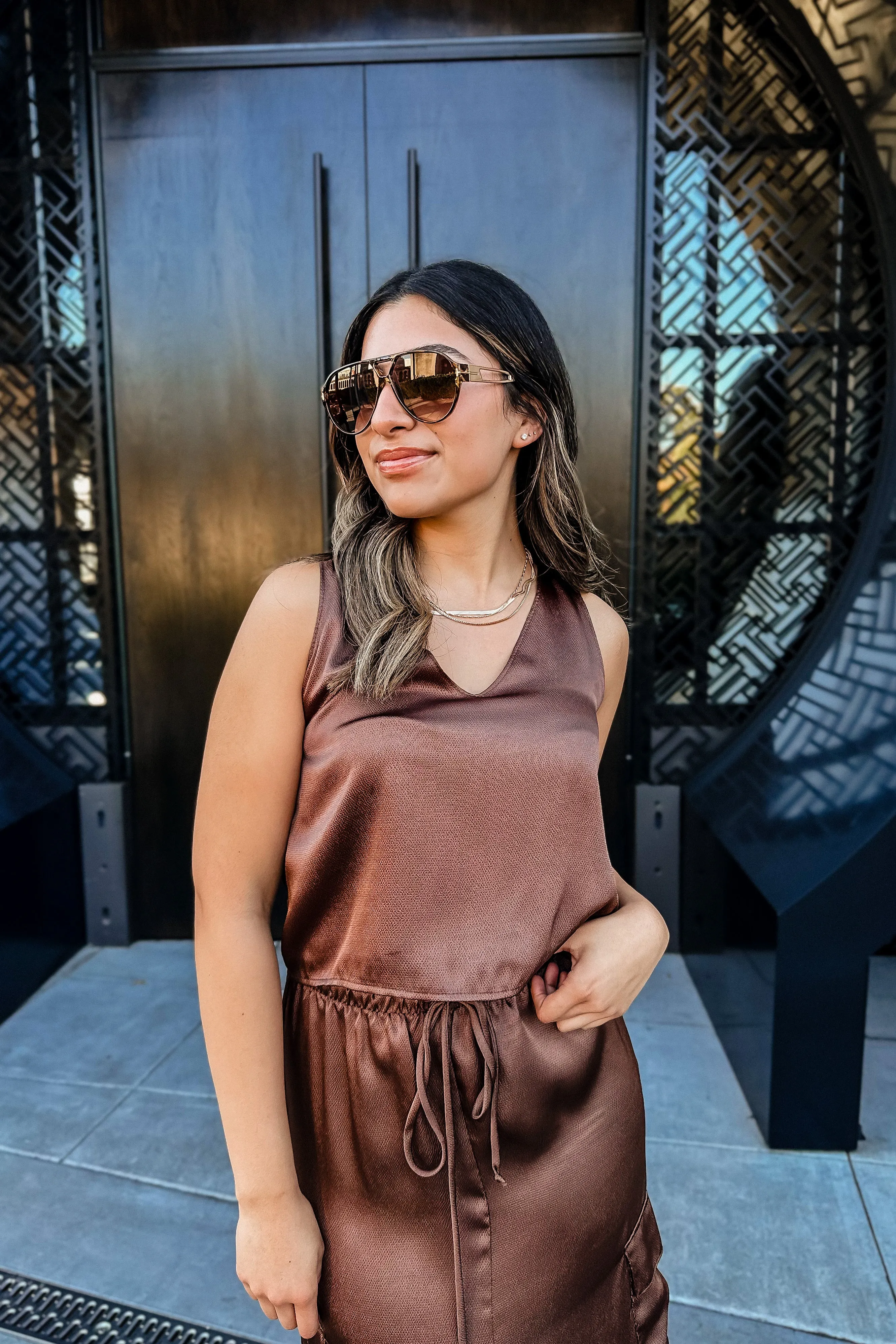 The Havana Brown Satin Top