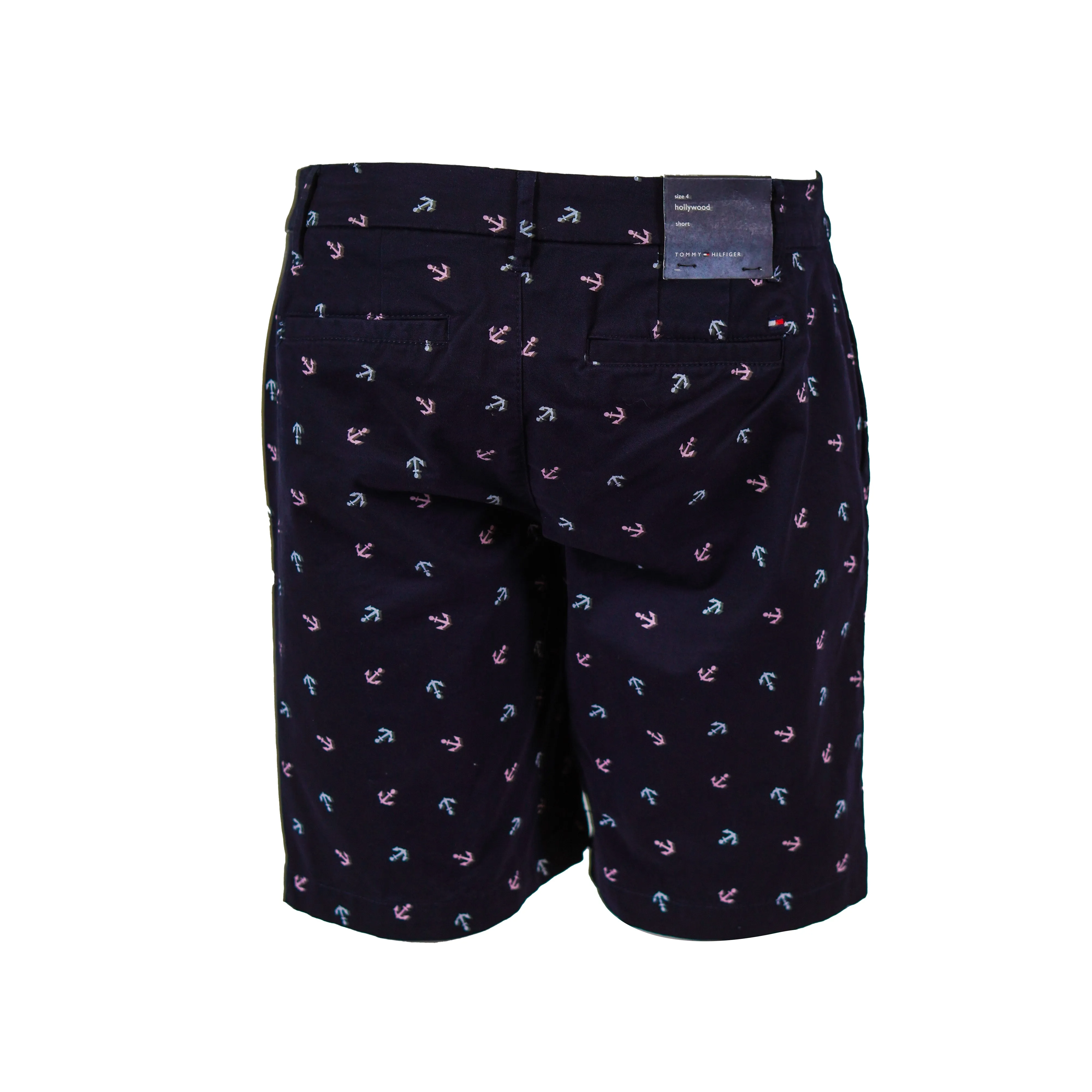 Tommy Hilfiger Women's Anchor Print Bermuda Shorts Navy Blue Pink White Size 4