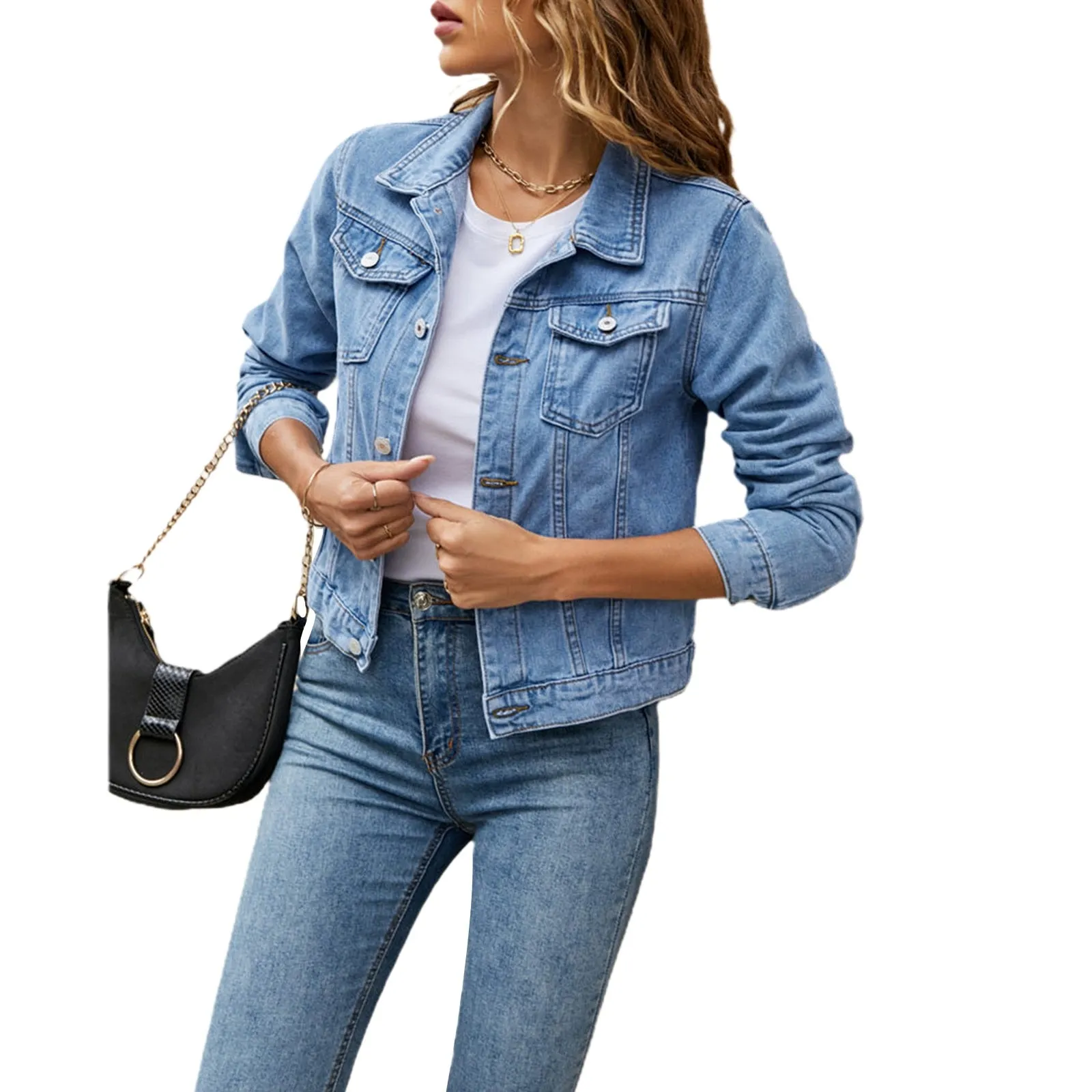 Women's Denim Jackets Fashion Female Casual Long Sleeve