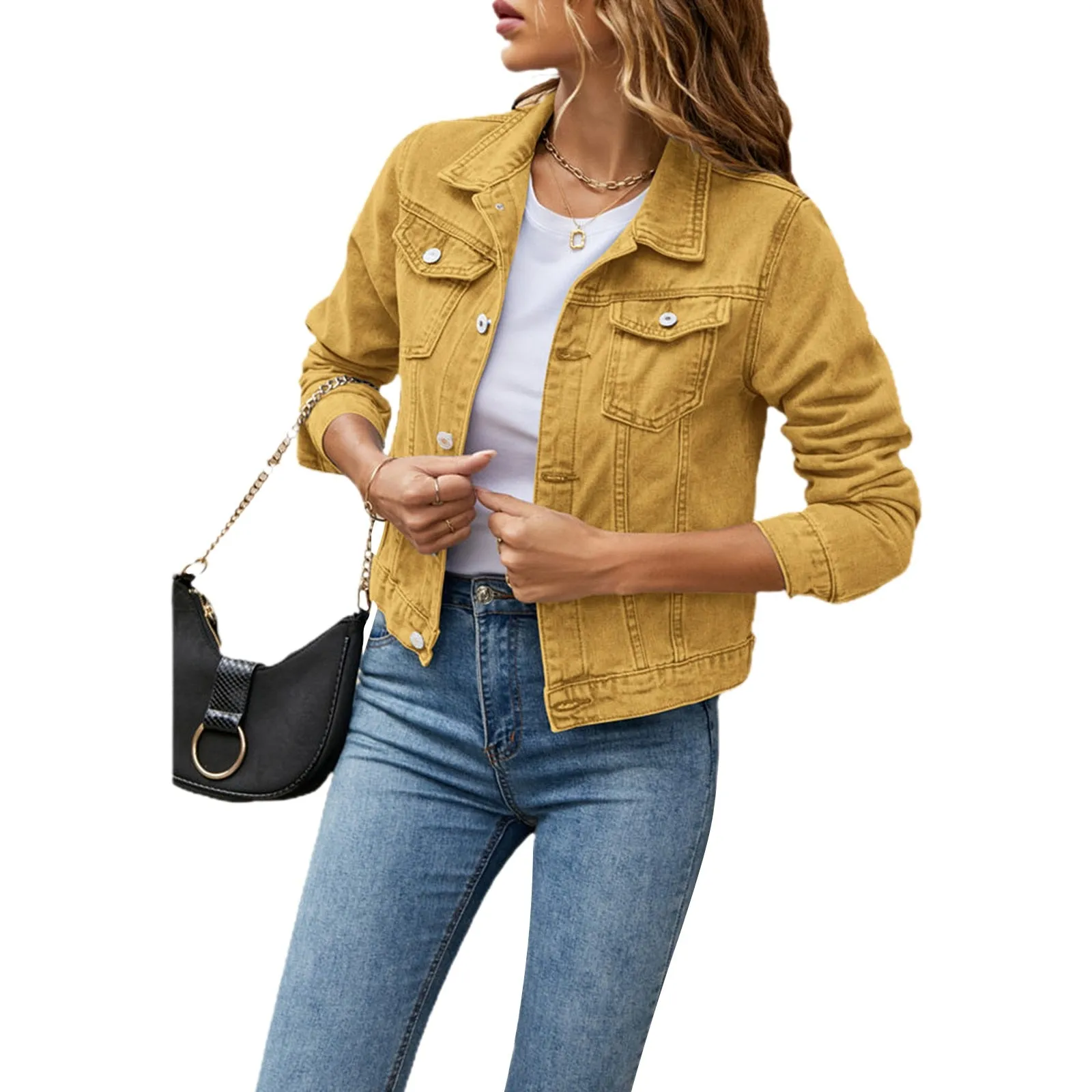 Women's Denim Jackets Fashion Female Casual Long Sleeve
