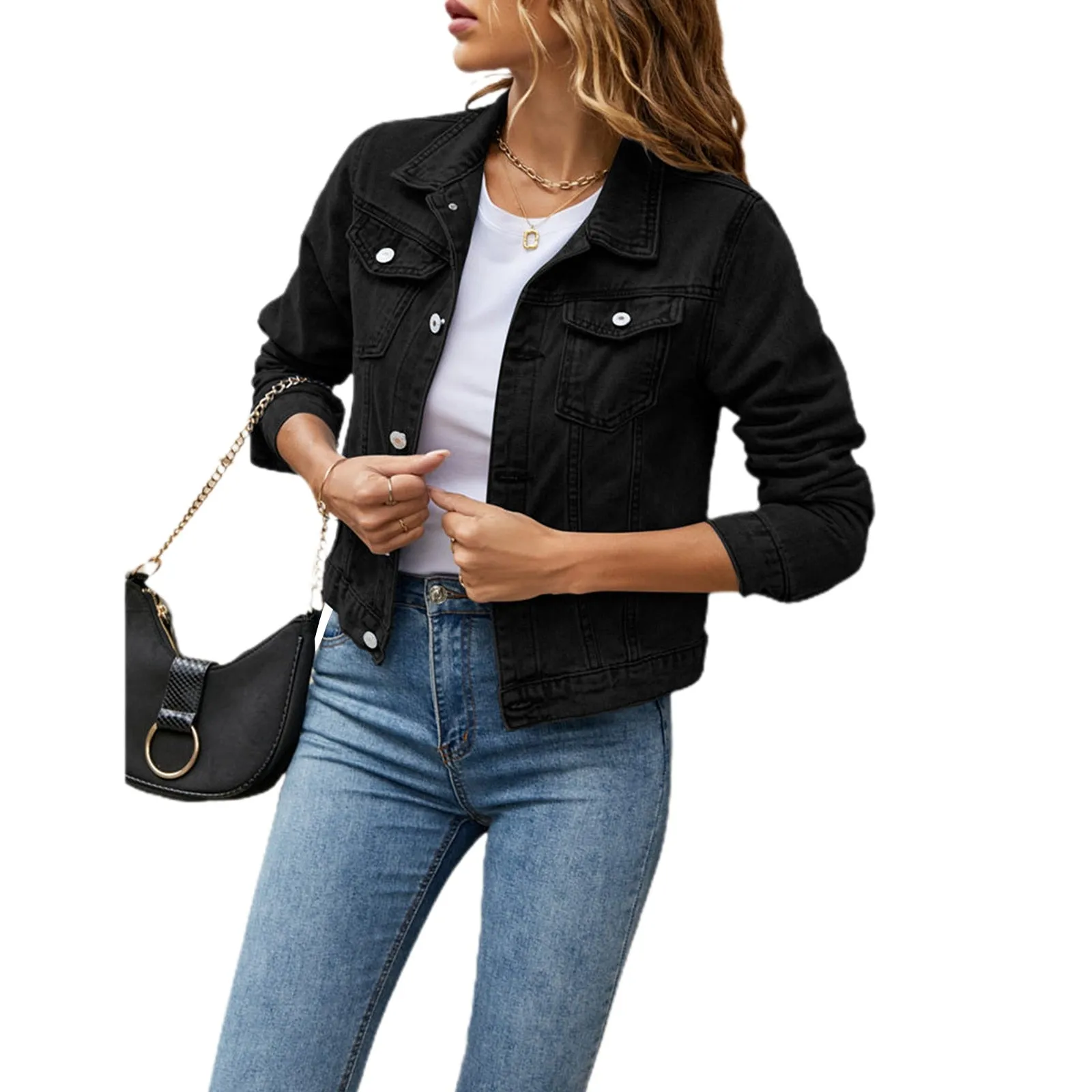 Women's Denim Jackets Fashion Female Casual Long Sleeve