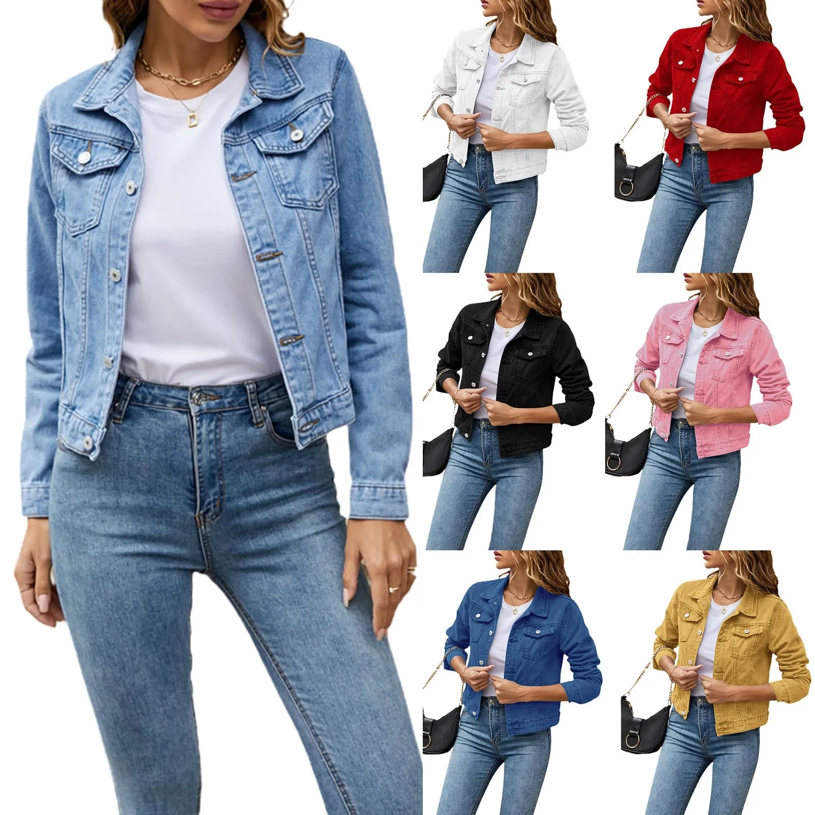 Women's Denim Jackets Fashion Female Casual Long Sleeve
