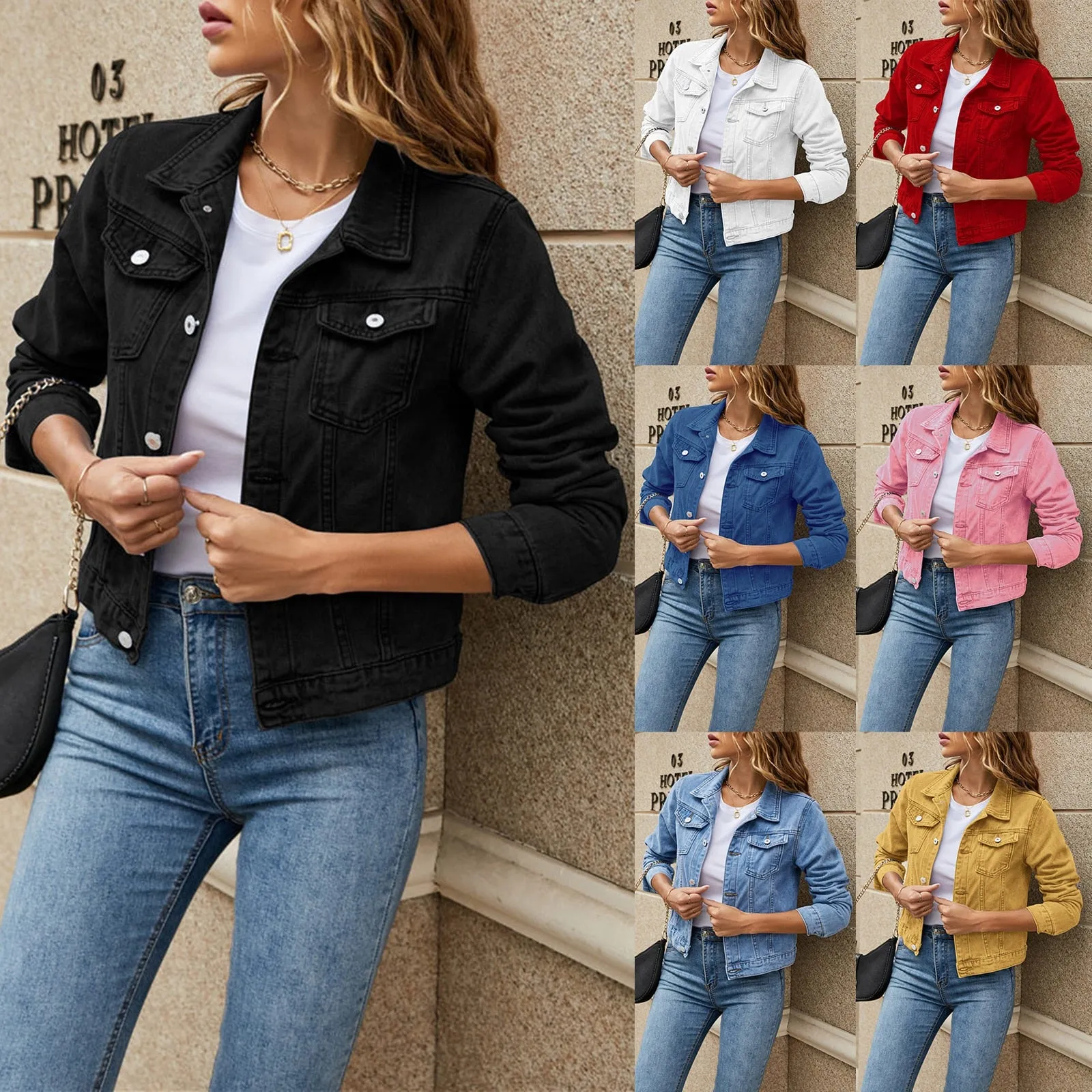 Women's Denim Jackets Fashion Female Casual Long Sleeve