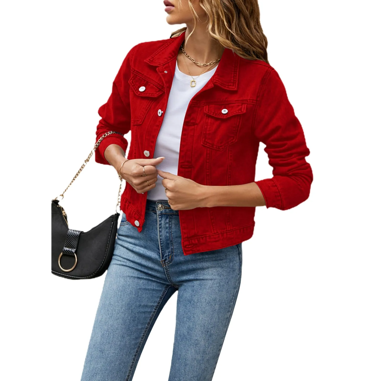 Women's Denim Jackets Fashion Female Casual Long Sleeve